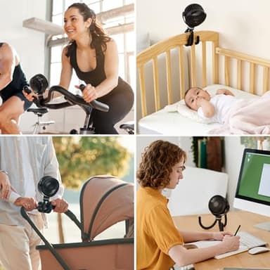 Momcozy Portable Stroller Fan, 8000mAh, 27H Ultra-long Battery Life, Detachable 4 Speed 360°Rotate, LED Night Light with 2 Modes, USB Rechargeable Handheld Cooling Fan for Travel, Car Seat, Bedroom - Image 8