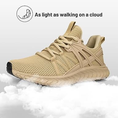 Abboos Womens Non Slip Running Shoes Breathable Sneakers Athletic Lightweight Gym Sports Walking Shoes Size 8 Khaki - Image 4