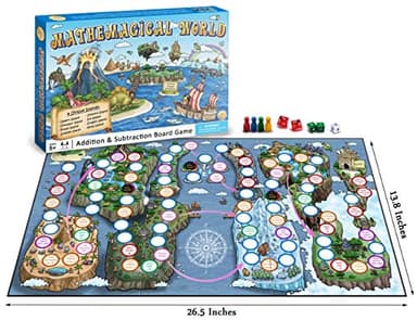 Mathemagical World - Addition & Subtraction Math Board Game for Kids, 2-4 players, Ages 5+ and Perfect for Homeschool, Kindergarten, Pre-k, and Gifted & Talented Prep - Image 2