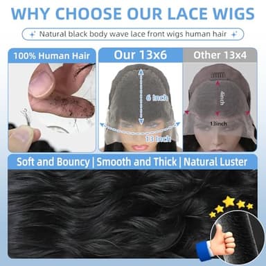 TEGASE 30 Inch 13x6 Lace Front Wigs Human Hair 200% Density Body Wave Lace Frontal Wigs Human hair Pre Plucked with Baby Hair Real Wig Human Hair Lace Front Wigs for Women Natural Color - Image 4