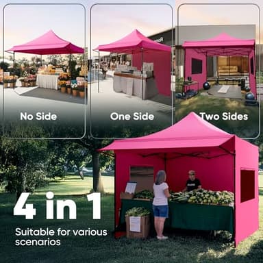 Quictent 10'x10' Heavy Duty Pop up Canopy Tent with Sidewalls, Commercial Grade Instant Shelter with Wheeled Bag for Outdoor, Parties, Markets, 600D PU Coated UPF 50+ Sun Shield - Image 5