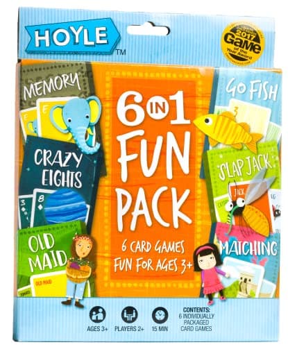 Hoyle 6-in-1 Kids Card Game Pack, 6 Fun Preschool Games in 1: Matching, Memory, Go Fish, Crazy Eights, Old Maid, Slap Jack, Ages 3+ - Image 1