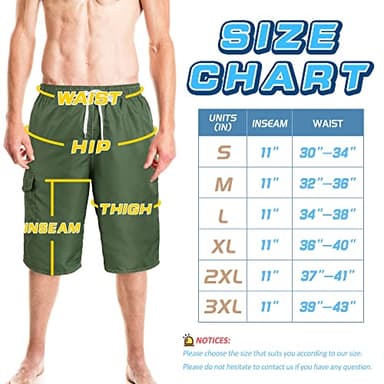 Srnede Mens Swimming Trunks Swim Trunks Quick Dry 11 Inch Swim Shorts with Mesh Lining Funny Swimwear Bathing Suits Army Green - Image 2