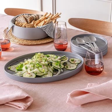 over&back 100%-Linen Woven Tablecloth - Colorful Dining Room Table Cover - Mitered Corner Hems - Machine Washable - Kitchen and Home Decor - Pink - 70x108 - Image 7