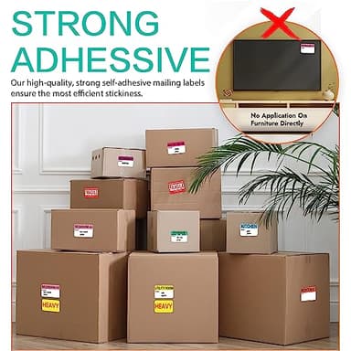 600 Count 3 x 2 Large Home Moving Packing Box Labels for 3-4 Bedroom House with Writable Notes Areas, 17 Color Coded Moving Labels for Boxes + Fragile Moving Stickers + Heavy and Blank Labels - Image 4