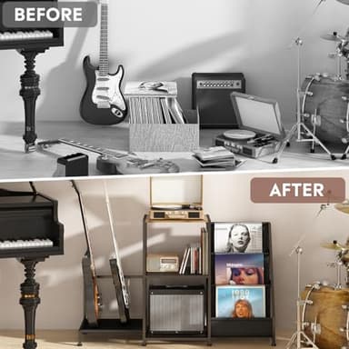 Wisdom Star Guitar Stand for Multiple Guitars with Amp Shelf and Table, 3-layer Vinyl Record Storage Rack, Display Rack for Music Room - Image 4