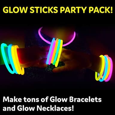PartySticks Ultra Bright Glow Sticks Bulk Party Supplies 100 Pack - 8" Glow in the Dark Light Up Halloween Party Favors, Glow Decorations, Neon Party Necklaces and Bracelets with Connectors - Image 2