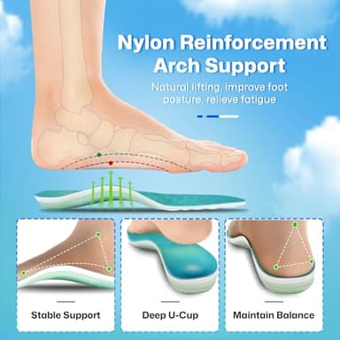 Supercritical Foaming Arch Support Inserts for Men Women, Lightweight Running Sport Insoles, Shock Absorption Athletic Inserts, Plantar Fasciitis Insoles, Relief Flat Feet, Standing All Day - S - Image 4