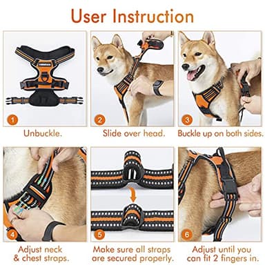 rabbitgoo Dog Harness No Pull with 2 Leash Clips, Adjustable Soft Padded, Reflective Oxford No Choke Pet Vest with Easy Control Handle for Large Dogs, Orange, XL - Image 8