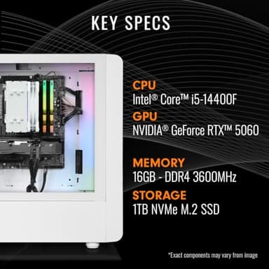 Thermaltake LCGS Quartz i1460 Gaming Desktop (Intel Core™ i5-14400F, ToughRam DDR4 3600Mhz 16GB RGB Memory, NVIDIA GeForce® RTX 5060, 1TB NVMe M.2, WiFi, Windows 11) S2QT-B760-560-LCS - Image 2