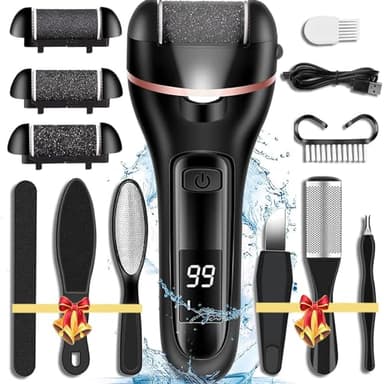 Callus Remover for Feet, 13-in-1 Professional Pedicure Tools Foot Care Kit, Foot Scrubber Electric Feet File Pedi for Hard Cracked Dry Dead Skin, 3 Rollers, 2 Speed, Battery Display (Black) - Image 1