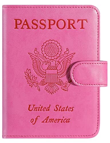 Passport Holder Cover Wallet RFID Blocking Leather Card Case Travel Accessories for Women Men (Pink) - Image 1