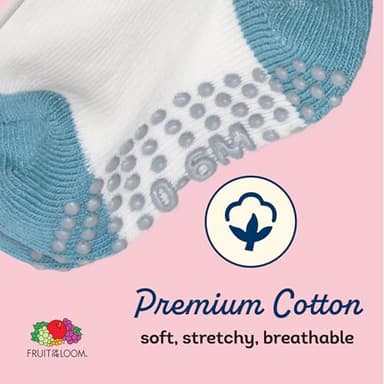 Fruit of the Loom Cotton Grip Socks for Baby and Toddler - Cool Blue (2-4 Years) - Image 4