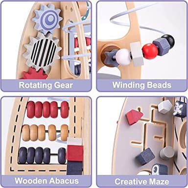 Wdmiya Space Wooden Activity Cube Toys for Baby, Montessoritoys for 1 Year Old Boy & Girl Birthday Gifts, Sensory and Educational 1st Birthday Gifts, Busy Board Toys for Baby Boy 6-18 Months (Rocket) - Image 3