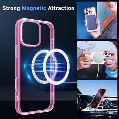 Temdan Designed for iPhone 16 Pro Max Case, [Compatible with Magsafe][Anti-Yellowing][Military-Grade Protection] Shockproof Protection Slim Cover-6.9 inch, Pink - Image 3