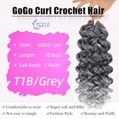 7 Packs GoGo Curl Crochet Hair 10 Inch Grey Short Curly Crochet Hair for Women Beach Curl Water Wave Deep Twist Crochet Braids Synthetic Braiding Hair Extensions (10 Inch, TGRAY) - Image 3