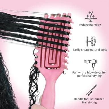 Curl Defining Brush, Curly Hair Brush Defining with Side Gear for Combing, Shaping, and Styling Curly Hair, Lightweight Candy Brush Suitable for All Wet or Dry Hair Types for Women and Men (Pink) - Image 8