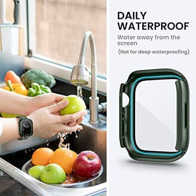 Tensea (2 in 1) for Waterproof Apple Watch Screen Protector Case 41mm Series 9/8/7 Accessories, 360 Front and Back, iWatch PC Face Cover with Tempered Glass for Women Men, 41 mm - Image 4