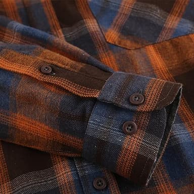 Esabel.C Flannel Shirts for Women Long Sleeve Button Down Plaid Fall Shirt Casual Work Tops,Orange/Blue,L - Image 5