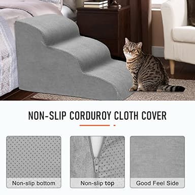 Dog Stairs for Small Dogs, 3 Tiers High Density Foam Dog Ramp, Extra Wide Non-Slip Pet Steps for High Beds Or Couch, Soft Foam Doggie Ladder for Dogs Injured, Older Pets, Small Cats - Image 5