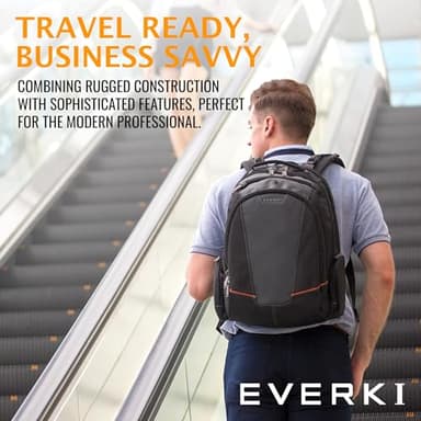 EVERKI Flight Business - Spacious Business Backpack for 16-inch Laptops, Large Compartments, Travel Laptop Backpack, Extra Large Bookbags for Men, Capacity of 28.5-L (EKP119), Black - Image 2