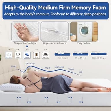 Short Queen RV Mattress Memory Foam 10 Inch, Updated Cooling Green Tea/Gel Mattresses for Camper/Truck/Trailer, Medium Firm-Mattress with Fiberglass-Free Cover, CertiPUR-US, Made in USA, 75'' x 60'' - Image 5