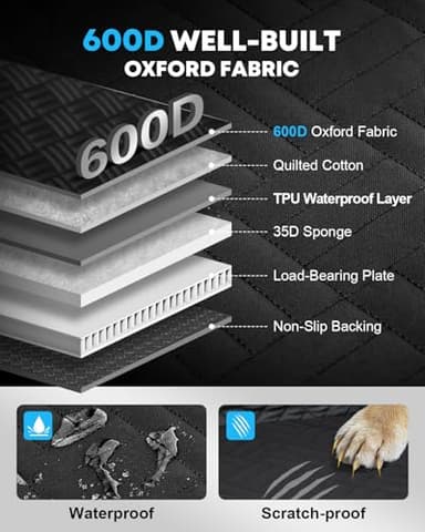 Kohree Dog Car Seat Cover for Medium Dogs, Hard Bottom Dog Car Seat Cover for Back Seat Waterproof 600D Car Hammock for Dogs Pet Back Seat Extender for Cars SUV Truck-Upgraded Version - Image 3
