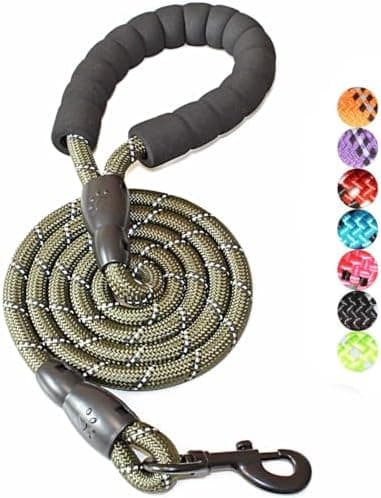 BAAPET 2/4/5/6 FT Dog Leash with Comfortable Padded Handle and Highly Reflective Threads for Small Medium and Large Dogs (5FT-1/2'', Olive Green - Image 3