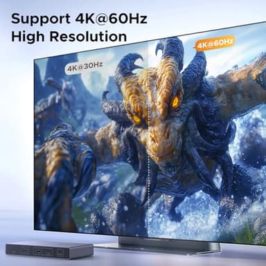 UGREEN USB-C+HDMI KVM Switch 1 Monitor 2 Computers with 4 USB 3.0 Ports 4K@60Hz Aluminum for 1 Laptop & 1 Desktop Share One Monitor Keyboard Mouse Printer with 1 HDMI Cable+2 Type-C Cables - Image 5