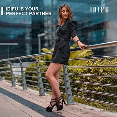 IDIFU Women's IN5 Charcy Crisscross Strappy Platform High Chunky Heels Peep Toe Pump Party Heeled Sandals(11 M US, Black Pu) - Image 3
