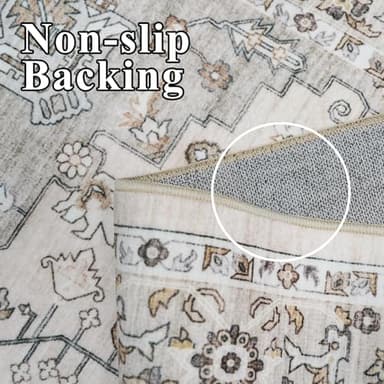 RUUGME 10x14 Area Rug Washable - Washable Lightweight Area Rug Stain Resistant Carpet Soft Rugs for Bedroom with Non Slip Backing Indoor Ultra-Thin Rugs Home Decor 10x14 Ivory - Image 6