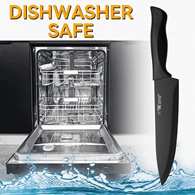 Knife Sets for Kitchen with Block, HUNTER.DUAL 19 Pcs Kitchen Knife Set with Block Self Sharpening, Dishwasher Safe, Anti-slip Handle, Black - Image 6