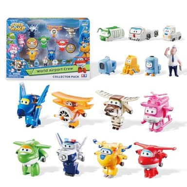 Super Wings Toys, Transformable Toys 2 Inch, Airplane Toy for Kids 3-5 Years Old, 15 Packs Transforming Jet Playset, Real Mobile Wheels, Birthday Party Supplies for Preschool Boys and Girls - Image 1