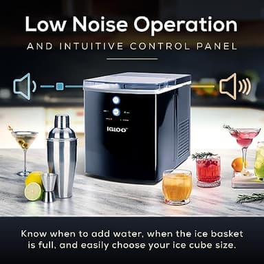 Igloo Electric Countertop Ice Maker Machine - Automatic and Portable - 33 Pounds in 24 Hours - Ice Cube Maker - Ice Scoop and Basket - Ideal for Iced Coffee and Cocktails - Black - Image 5