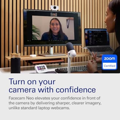 Elgato Facecam Neo – Full HD Webcam with Easy-Slide Privacy Shutter, Light Correction, For Video Calls, Streaming, Teams/Zoom/Slack/OBS/Twitch/Youtube, and more – USB-C/Plug & Play on PC/Laptop/Mac - Image 2