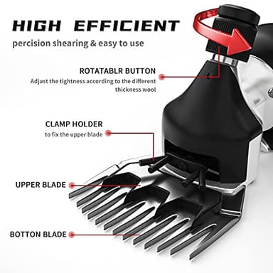 Dragro 2025 Upgraded Sheep Shears 500W, Professional Electric Sheep Clippers, Farm Livestock Grooming Kit, 6 Speed Heavy Duty Electric Shears for Sheep Alpacas Goats Thick Coat Animals - Image 3