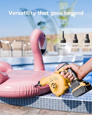 Deforce Cordless Leaf Blower for Dewalt 20v Max Battery, 4 in 1 Blower/Vacuunm/Inflator/Deflator, Electric Mini Leaf Blower, 3 Speeds, 135 CFM with Extended Tube for Lawn Care, Patio(Bare Tool Only) - Image 6