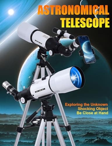 Uonol Telescope for Adults High Powered 70mm Aperture 400mm(16X-120X),Refractor Telescopes for Astronomy Beginners with Tripod,Phone Adapter,Carry Bag - Image 2