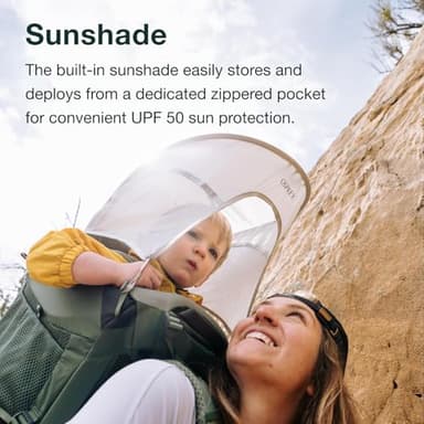 Osprey Poco Premium Child Carrier Backpack – Deluxe Kid Carrier for Hiking with Built-in Sunshade, Removable Daypack, and Adjustable Fit – Premium Comfort for Parent and Child, Koseret Green - Image 4