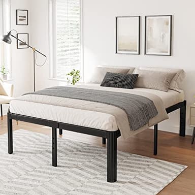 Hunlostten 18in Full Size Bed Frame No Box Spring Needed, Heavy Duty Metal Platform Bed Frame Full with Round Corners, Easy Assembly, Noise Free, Black - Image 2