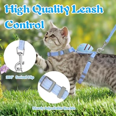 Cat Harness and Leash Set for Walking Escape Proof Adjustable Step Vest Harnesses for Small Cats and Dogs All Weather Lightweight Easy Control Soft Jacket for Kitten Outdoor Walking(Blue, S) - Image 5