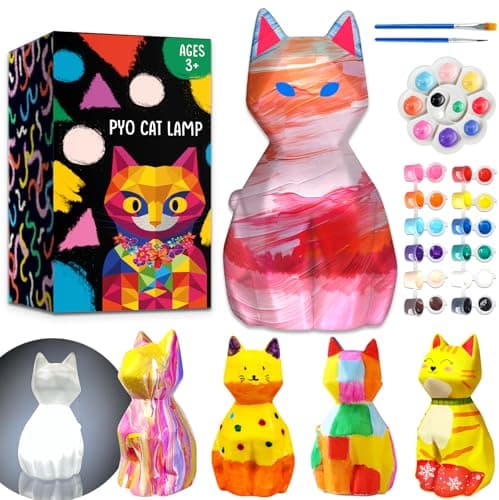 FUNZBO Paint Your Own Cat Lamp Kit - Halloweens Arts and Crafts Supplies, Toys for Ages 8-13, Crafts for Girls 8-12, Painting Kits for Kids Teen, DIY Toy for Toddler 3 4 5 6 7 9 10 11 + Birthday Gifts - Image 1