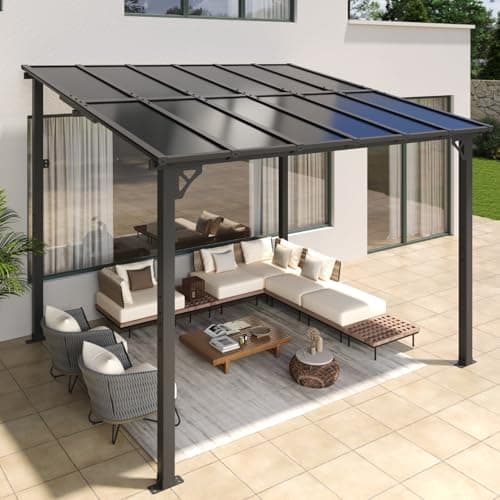 Aoxun 10’x 10’ Gazebo, Elegantly Mounted on The Wall, Presents a Captivating Pergola on Clearance for Your Outdoor Patio, for Porch, Deck, Backyard - Image 1