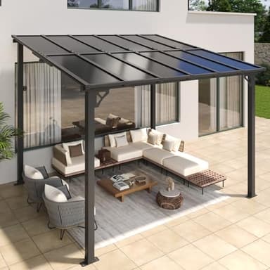 Aoxun 10’x 10’ Gazebo, Elegantly Mounted on The Wall, Presents a Captivating Pergola on Clearance for Your Outdoor Patio, for Porch, Deck, Backyard - Image 1