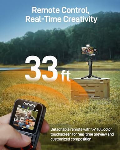 hohem iSteady M7 Gimbal Stabilizer for iPhone, Phone Gimbal with AI Tracking, 1.4" Detachable Touchscreen Remote, Built-in Extension Rod, Fill Light, Phone Stabilizer for Video Recording, YouTube - Image 4
