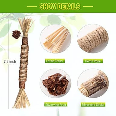 BAWAN Catnip Toys‖ Silvervine for Cats: Cute Cat & Kitten Toys for Indoor Cats Interactive‖ Cat & Kitten Teething Chew Toys for Aggressive Chewers‖ Silvervine Sticks Ca.t Dental Toy (3PCS) - Image 6