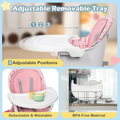 Xilingol 15-in-1 Convertible High Chair, 2-in-1 Baby Highchair & Activity Center W/Toys, Booster Seat | Building Block Table | Toddler Chair W/Removable Tray & 5-Point Harness & 2-Layer Cushion - Image 7