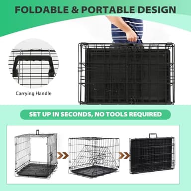 BestPet | Dog Crate | 18" | Black | Foldable Metal Kennel with Single Doors, Secure Slide-Bolt Latches, Leakproof Tray | Portable Dog Cage for Small Breeds | for Travel, Indoor & Outdoor Use - Image 6
