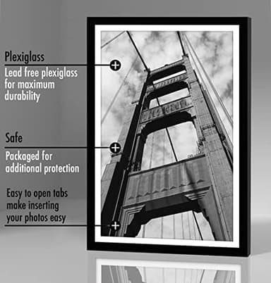 Americanflat 12x18 Poster Frame with Polished Plexiglass - Set of 5 - Use as 11x17 Frame with Mat or Display 12x18 Photo Without Mat - Galleria Collection - Picture Frames for Wall Display - Black - Image 8