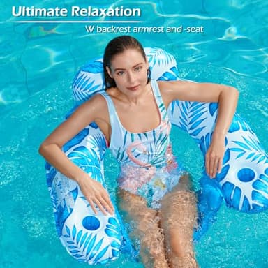 Jasonwell Pool Float with Canopy - Inflatable Pool Floaties Adult Floating Pool Chair Lounge Floats for Swimming Pool Water Chair Pool Lounger with Cup Holders Pool Toy Party Floaty for Adults - Image 6